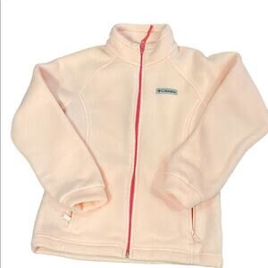 Columbia Yourh Girls Size Medium (10/12) pink fleece full zip jacket